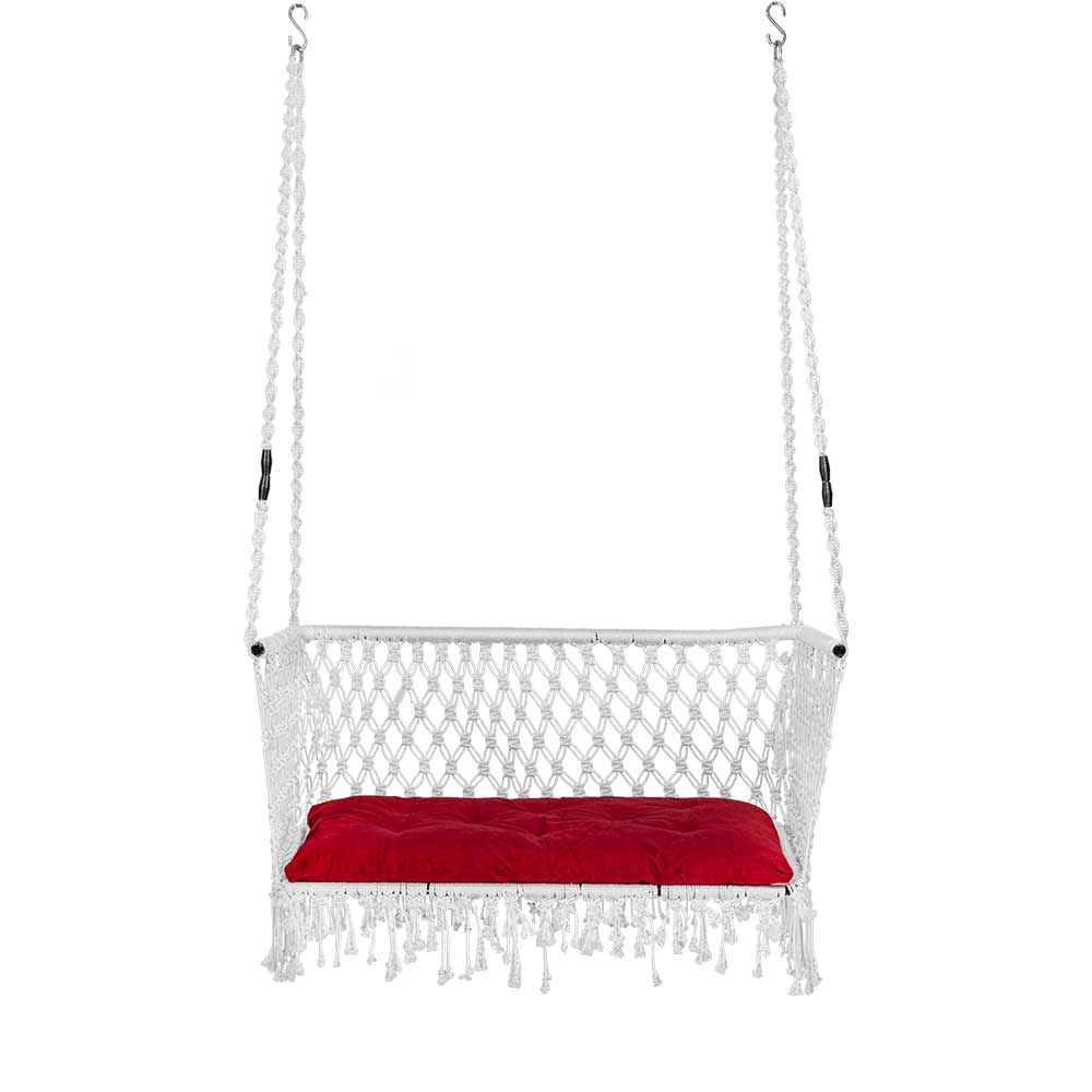 Swing, Trapezium Swing, Swing in White Color, Swing with 2 S Hook & 1 Cushion, Swing - IM6093