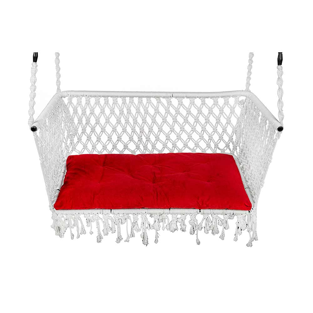 Swing, Trapezium Swing, Swing in White Color, Swing with 2 S Hook & 1 Cushion, Swing - IM6093