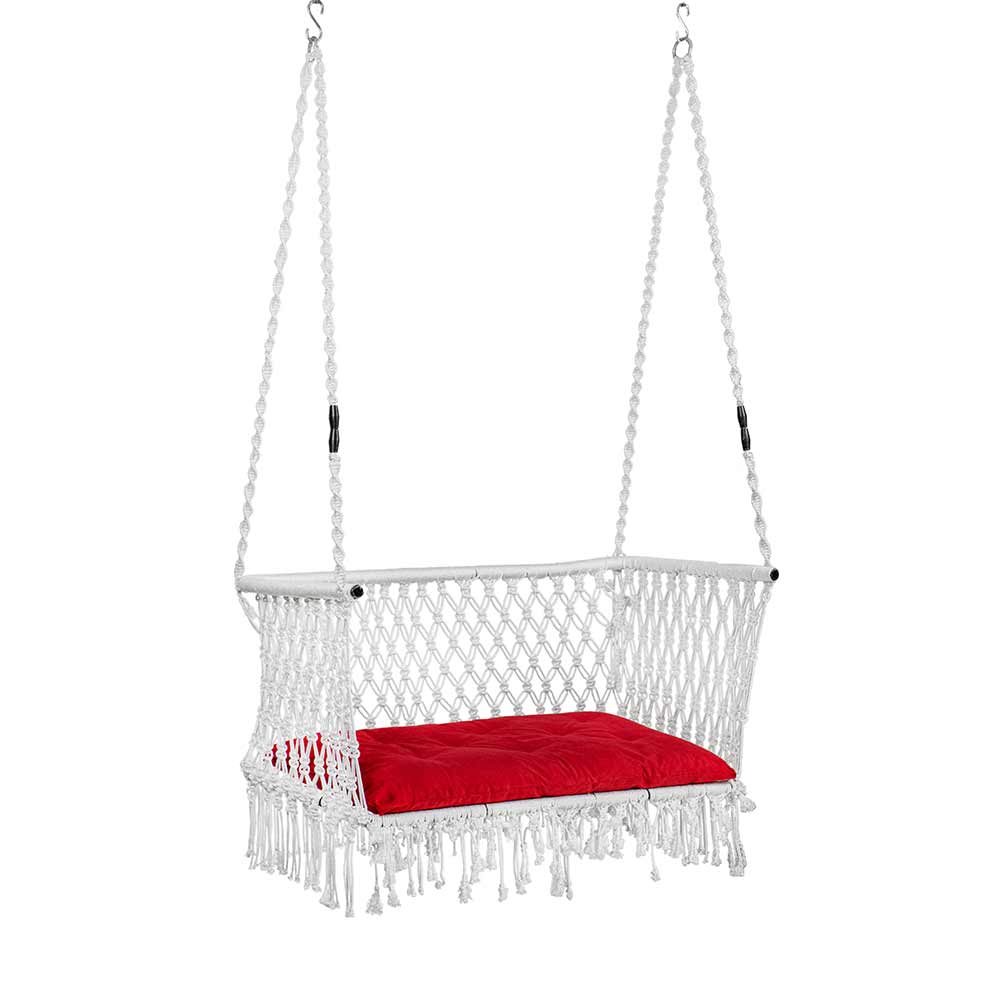 Swing, Trapezium Swing, Swing in White Color, Swing with 2 S Hook & 1 Cushion, Swing - IM6093