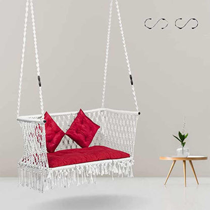 Swing, Trapezium Swing, Swing in White Color, Swing with 2 S Hook & 3 Cushion, Swing - IM6095