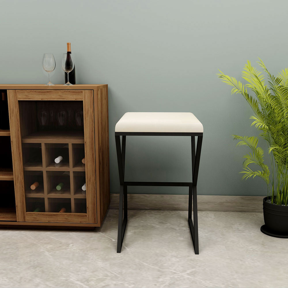 Bar Stool, Off-White & Black Color Bar Stool,Kitchen Stool, Brekfast Counter Chair, High Bar Chair, Counter Stool, Bar Stool - IM6134