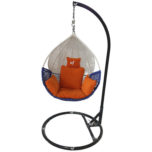 Swing, White, Blue & Orange Color Swing, Swing for Living Room, Swing for Garden Area, Swing for Drawing Room, Swing - IM6139