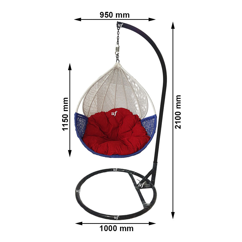 Swing, White, Blue & Red Color Swing, Swing for Living Room, Swing for Garden Area, Swing for Drawing Room, Swing - IM6144