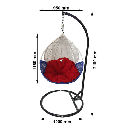 Swing, White, Blue & Red Color Swing, Swing for Living Room, Swing for Garden Area, Swing for Drawing Room, Swing - IM6144