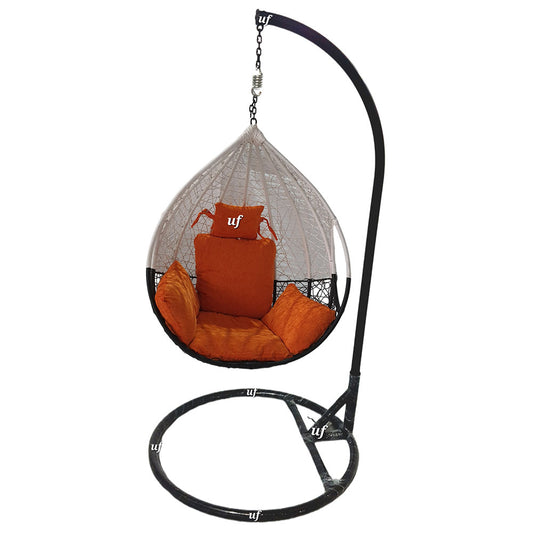 Swing, White, Black & Orange Color Swing, Swing for Living Room, Swing for Garden Area, Swing for Drawing Room, Swing - IM6145