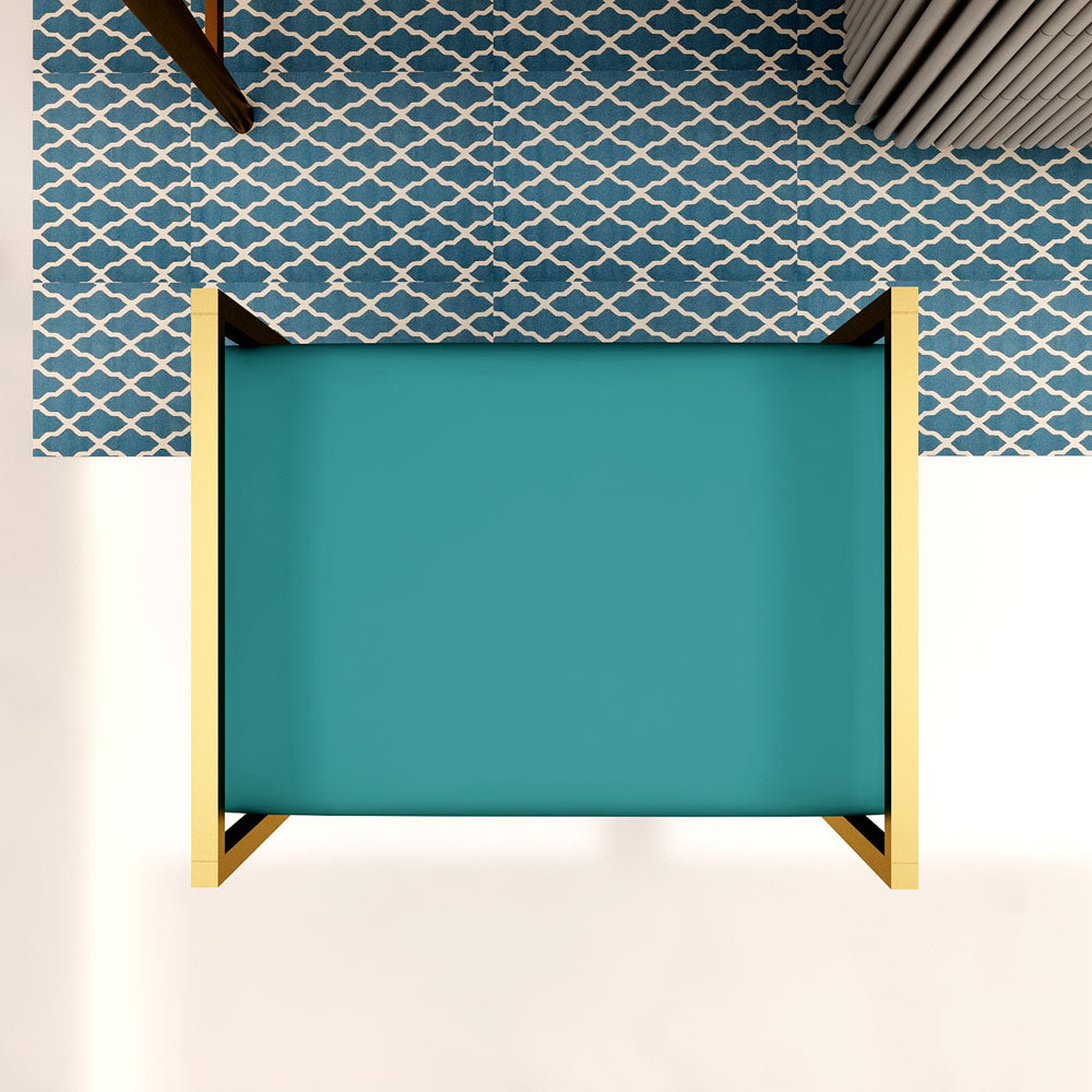 Seating Stool, Seating Stool in Gold & Blue Color, Stool in Metal Legs, Seating Stool for Dressing Table Seating Stool - IM6146