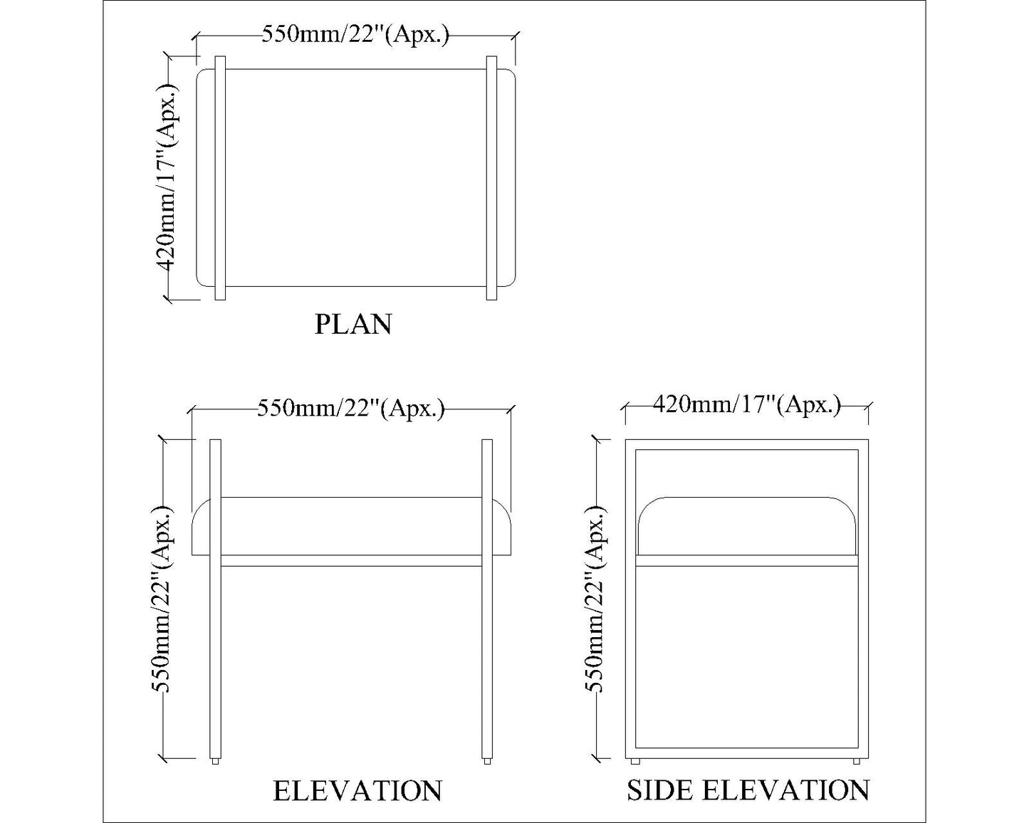 Seating Stool, Seating Stool in Gold & Blue Color, Stool in Metal Legs, Seating Stool for Dressing Table Seating Stool - IM6146