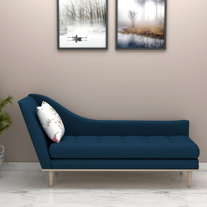 Chaise, Seating Sofa, Seating Sofa in Blue & White Color, Chaise Living Room & Bed Room, Chaise in Wooden legs,  Chaise - IM6148