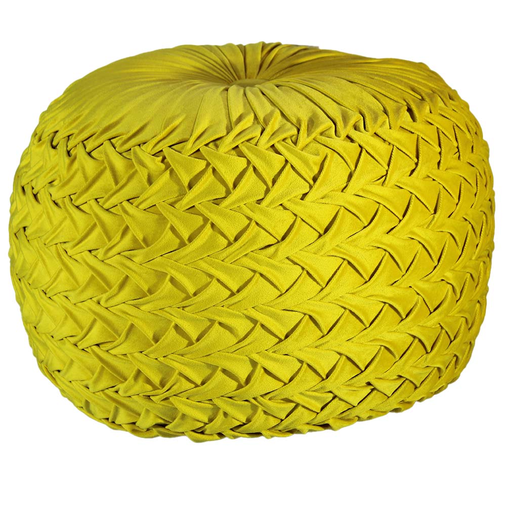 Puffy , Puffy for Living Room & Bedroom, Puffy sitting Stool, Puffy in Round Shape, Puffy in Yellow Color, Puffy - IM6151