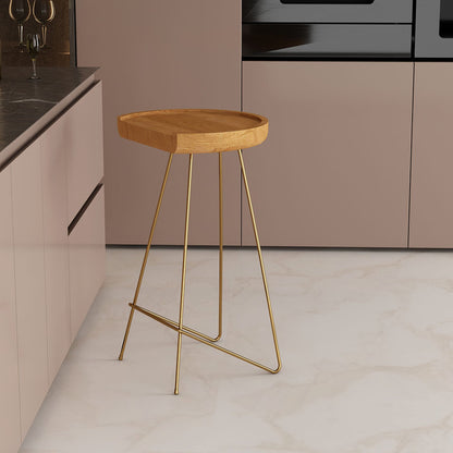 Bar Stool, Bar Stool with Brown & Golden Color, Bar Stool in Wood & Metal, Bar Stool - IM6154
