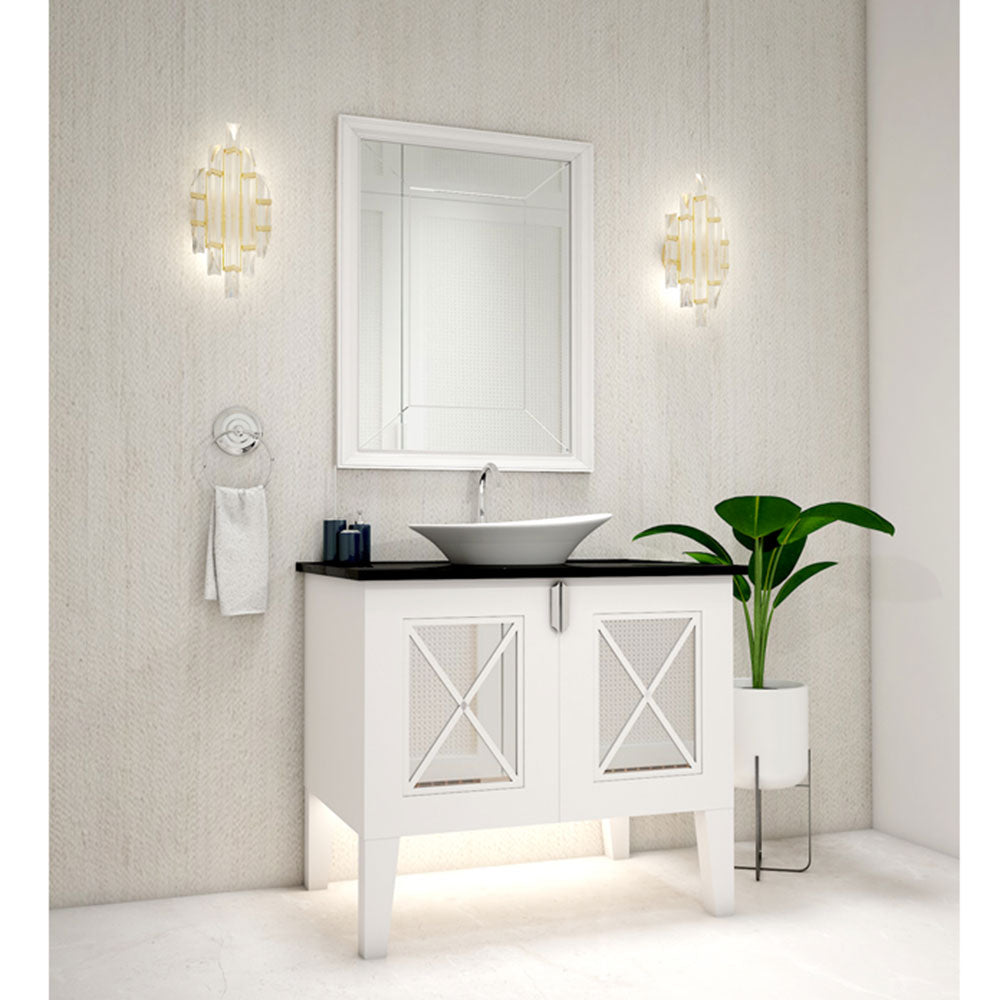 Vanity, Vanity with Black Corian Top, Water Resistant Vanity in PVC Laminate Finish, Bathroom Floor Mounted Unit, Vanity - IM9006