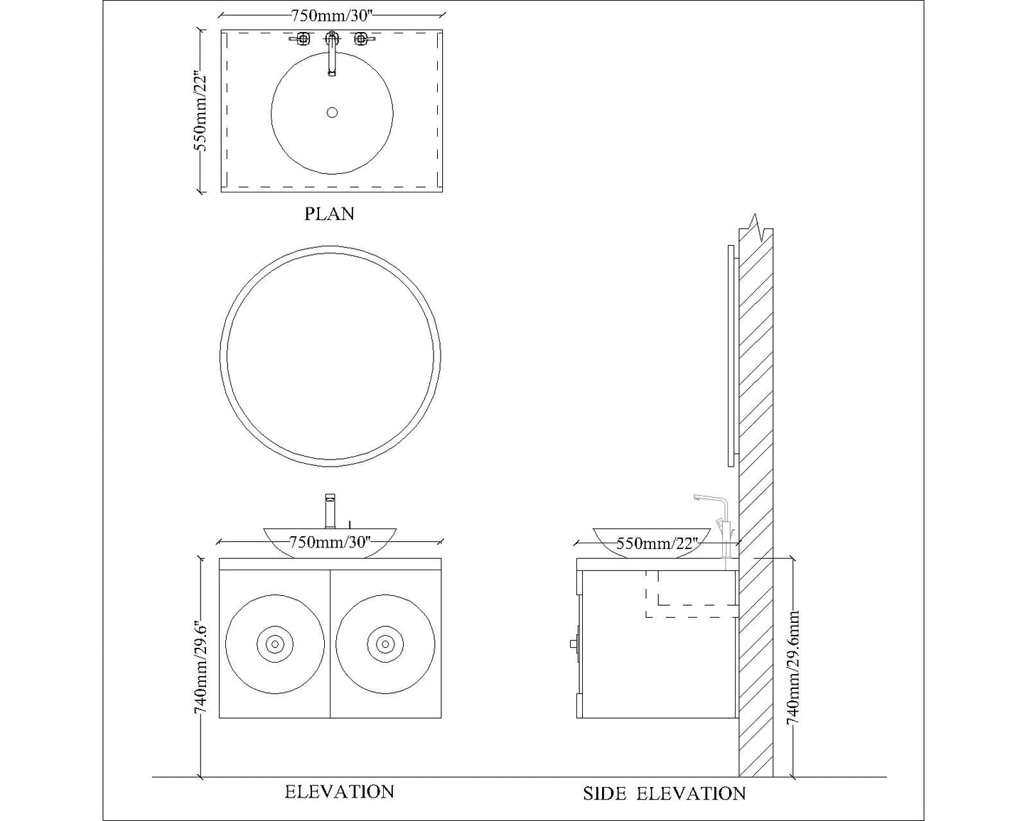 Vanity, Vanity with White Corian Top, White & Blue Color Vanity, Vanity With Shutter, Wall Mounted Vanity, Vanity - IM9008