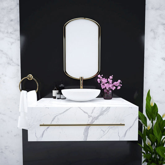 White Color Wall Mounted Bathroom Vanity with Drawer- IM9009