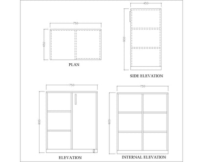 Office Cabinet, White Office Cabinet, Office Cabinet with Shutter, Office Cabinet with Open Shelf, Office Cabinet - IM - 10026