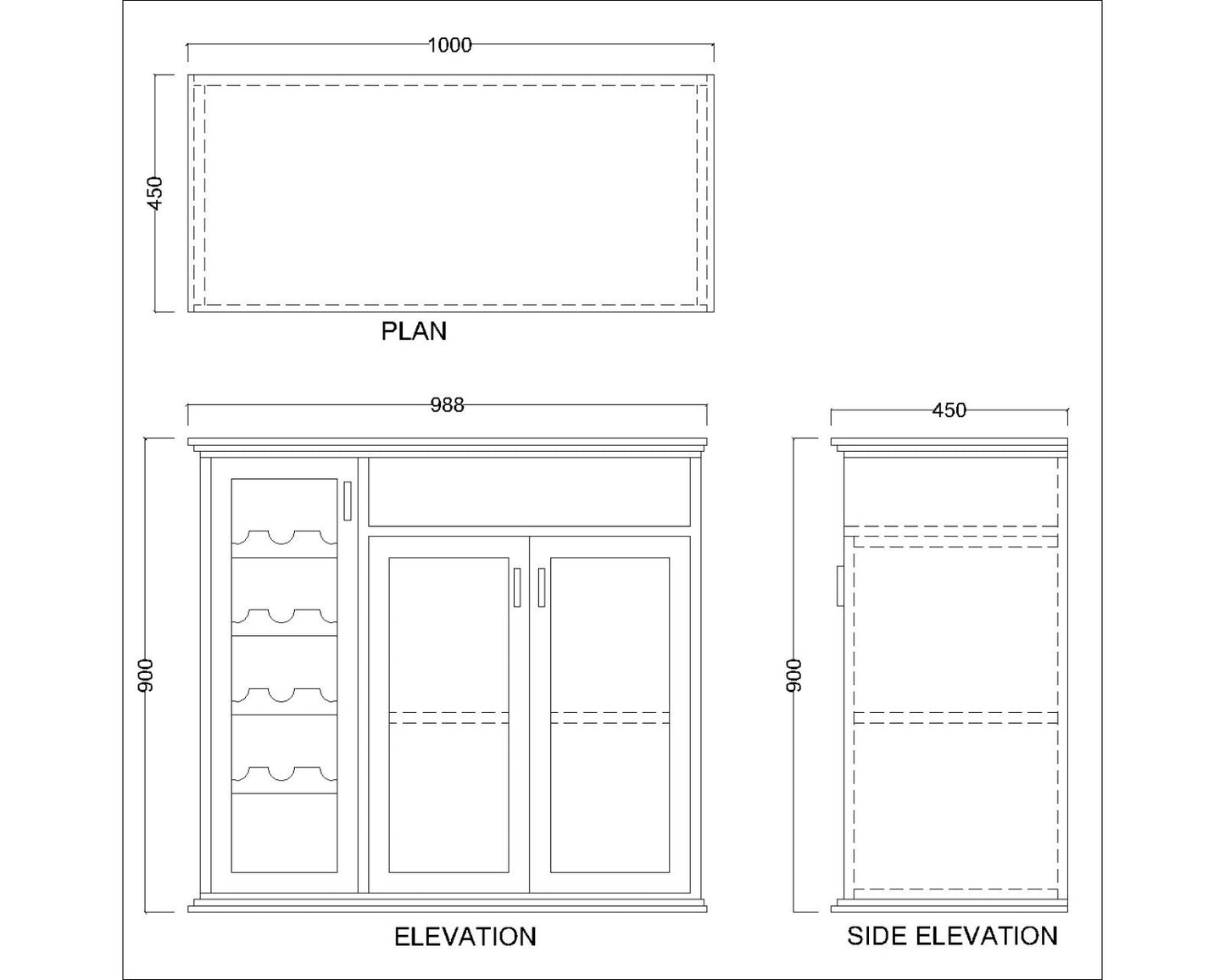 Bar Cabinet,  Solid Wood Bar Cabinet, Bar Cabinet with Open Shelf, Light Brown Color Bar Cabinet, Bar Cabinet with Shutter, Bar Cabinet- IM- 10045