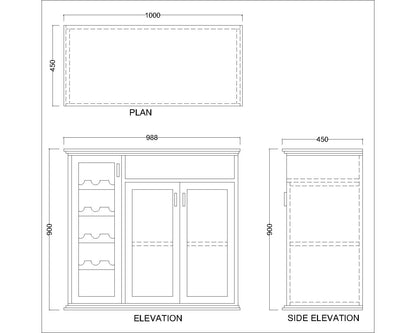 Bar Cabinet,  Solid Wood Bar Cabinet, Bar Cabinet with Open Shelf, Light Brown Color Bar Cabinet, Bar Cabinet with Shutter, Bar Cabinet- IM- 10045