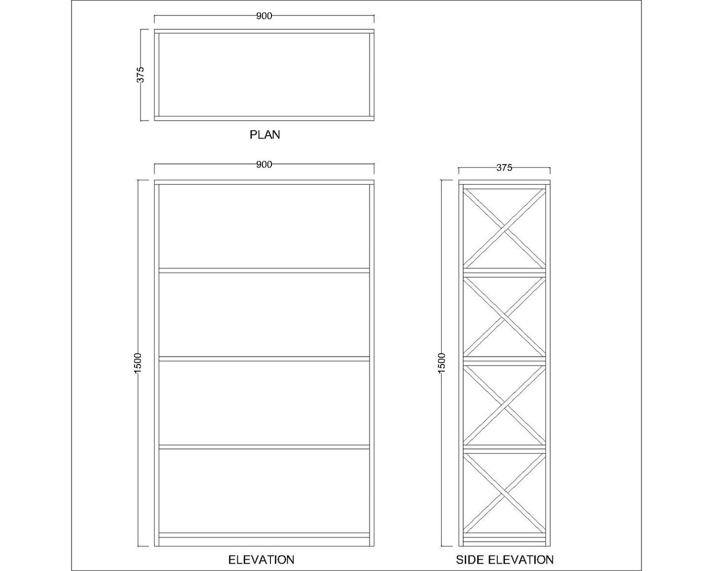 Book Shelf, Light Solid Wood Book Shelf, Book Shelf with Open Shelf, Book Shelf with MS Leg in White Finish, Book Shelf - IM - 11008