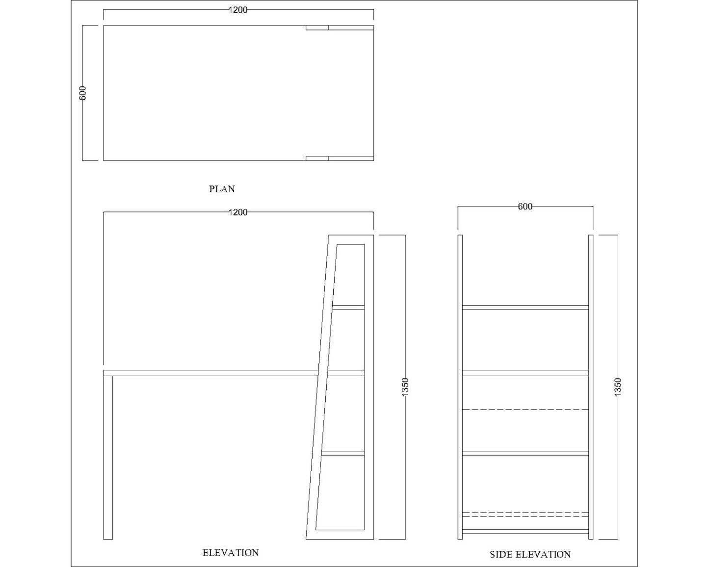 Study Table, Wood Study Table, Grey Color Study Table, Study Table  with Shelf, Study Table - IM- 12076