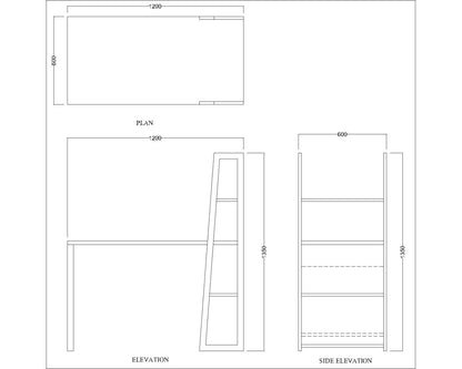 Study Table, Wood Study Table, Grey Color Study Table, Study Table  with Shelf, Study Table - IM- 12076