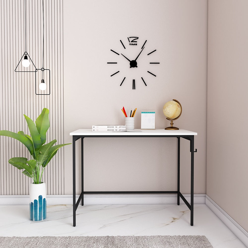 Triangular Table Study White Study Table, White Study Table, Study Table with Black MS Leg, Study T ...