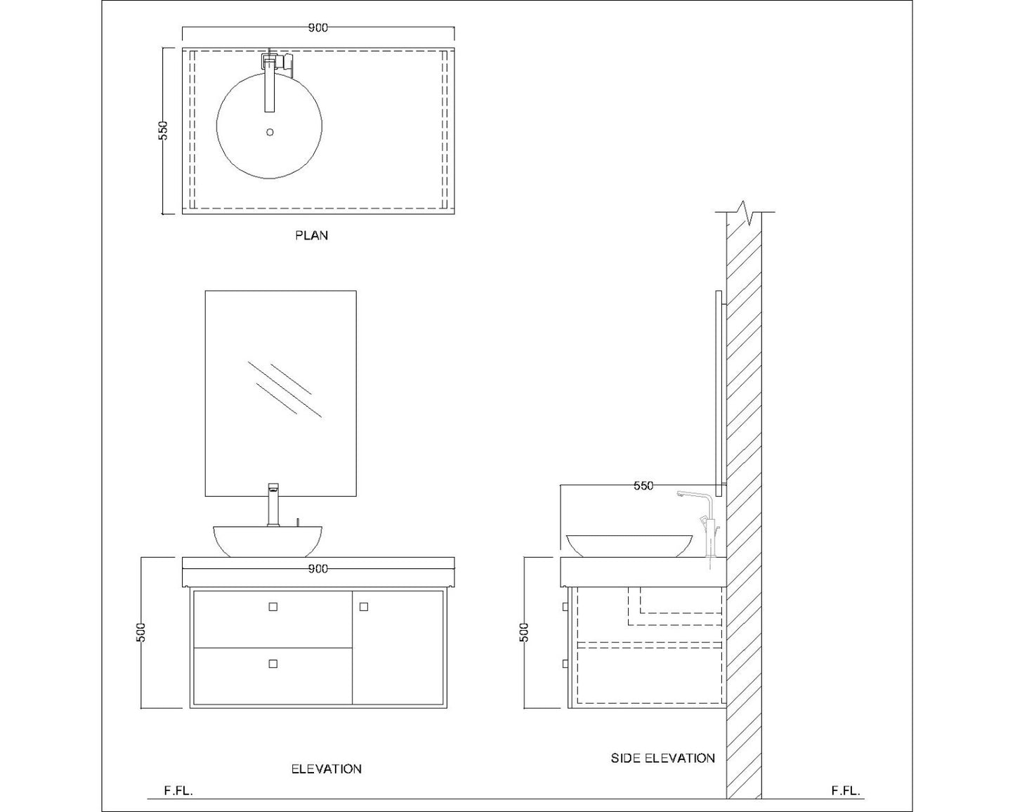 Vanity, Beige & White Vanity, Vanity with White Corian Top, Vanity with Drawer, Vanity with Shutter, Vanity -IM-122