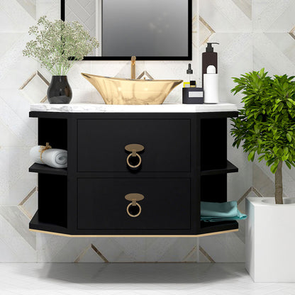 Vanity,Black & White Color Vanity,Water Resistant Vanity, Vanity With Drawer, Vanity with Drawer & Open Shelf, Wall Mounted Vanity, Vanity - IM -125