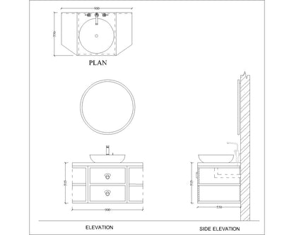 Vanity,Black & White Color Vanity,Water Resistant Vanity, Vanity With Drawer, Vanity with Drawer & Open Shelf, Wall Mounted Vanity, Vanity - IM -125