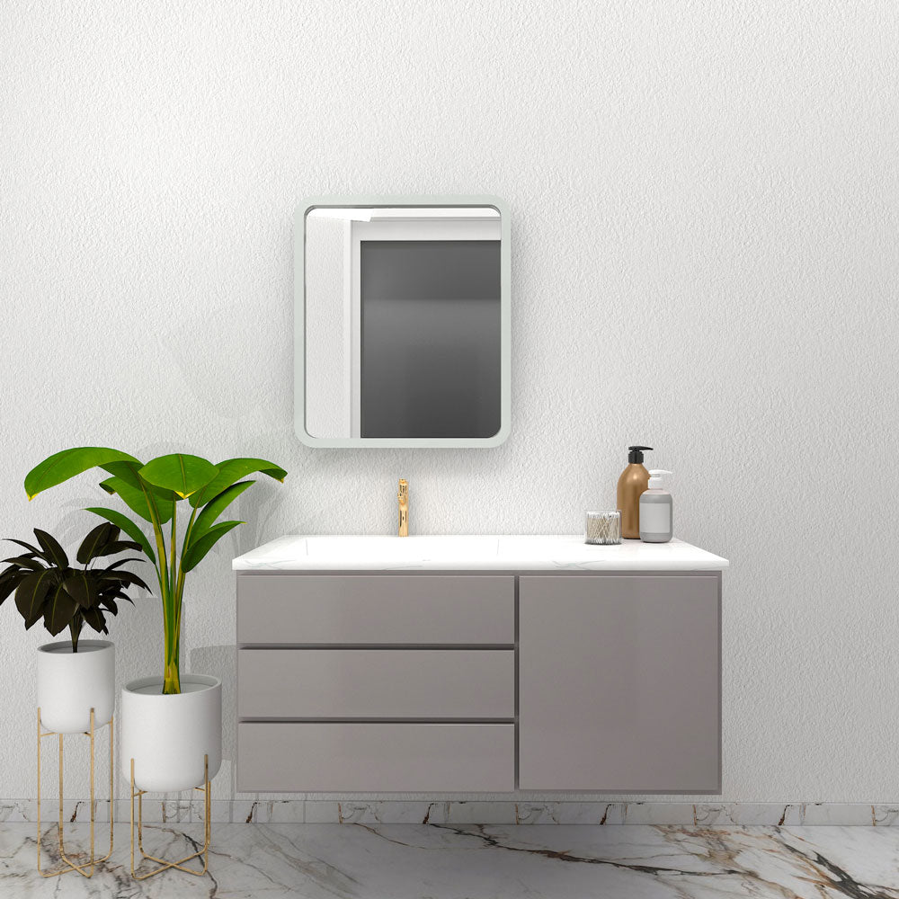 "Vanity, Grey & White Vanity, Wooden Vanity, Vanity with Drawer, Vanity with Shutter, Vanity for Bathroom,  Floor Mounted Vanity, Vanity - IM126 "