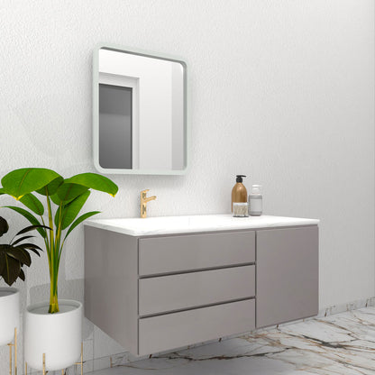 "Vanity, Grey & White Vanity, Wooden Vanity, Vanity with Drawer, Vanity with Shutter, Vanity for Bathroom,  Floor Mounted Vanity, Vanity - IM126 "