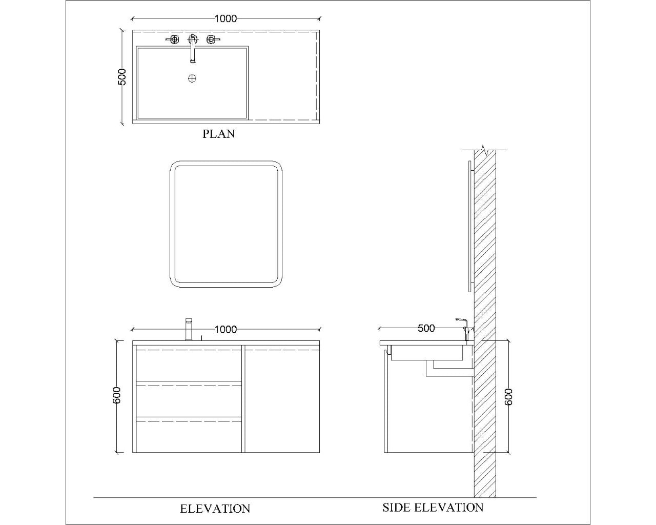 "Vanity, Grey & White Vanity, Wooden Vanity, Vanity with Drawer, Vanity with Shutter, Vanity for Bathroom,  Floor Mounted Vanity, Vanity - IM126 "