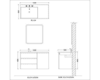 "Vanity, Grey & White Vanity, Wooden Vanity, Vanity with Drawer, Vanity with Shutter, Vanity for Bathroom,  Floor Mounted Vanity, Vanity - IM126 "