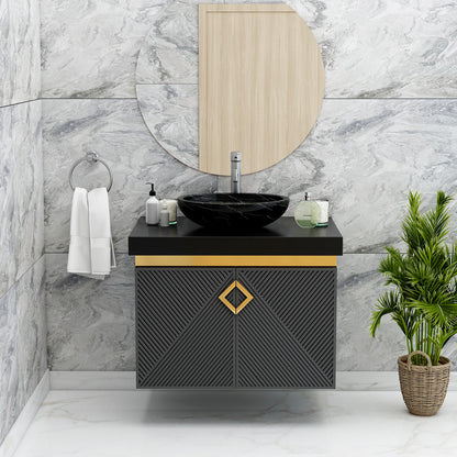 Vanity, Black Vanity, Vanity with Black Corian Top, Vanity with Shutter, Vanity -IM-136