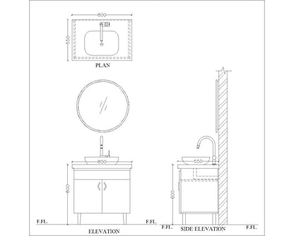 Vanity, Grey & White Vanity, Vanity with White Corian Top, Vanity with Drawer, Vanity with Shutter, Vanity -IM-150