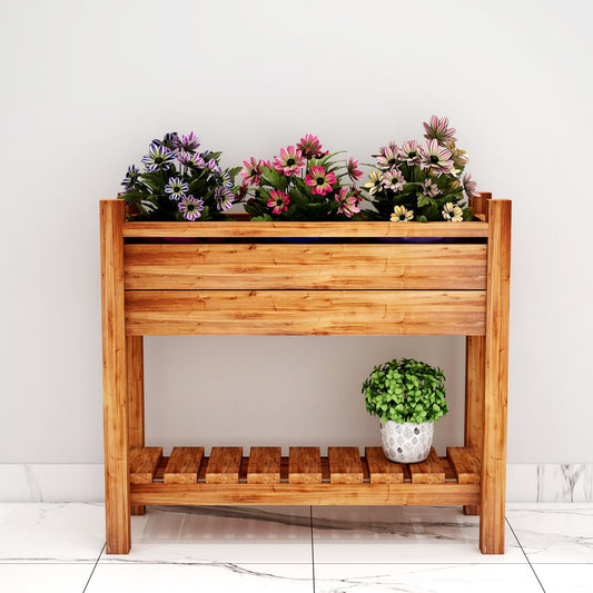 Garden Accessory, Garden Accessory in Solid Wood, Brown Color Garden Accessory, Garden Accessory With Shelf for Planter, Garden Accessory - IM- 2051