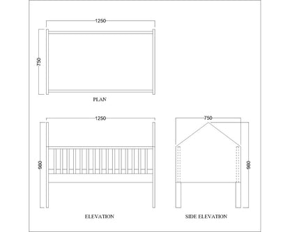 Baby Cribs, White  Baby Cribs, Kids Cot, Wooden Legs with Baby Cribs, Cribs - IM- 3024