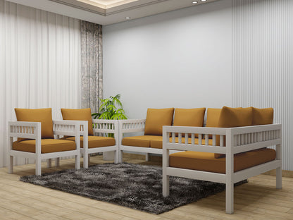 Sofa Set, Solid Wood Sofa, Sofa For Living Room, White & Golden Color Sofa, Sofa with Golden Fabric, Sofa Set - IM- 4062