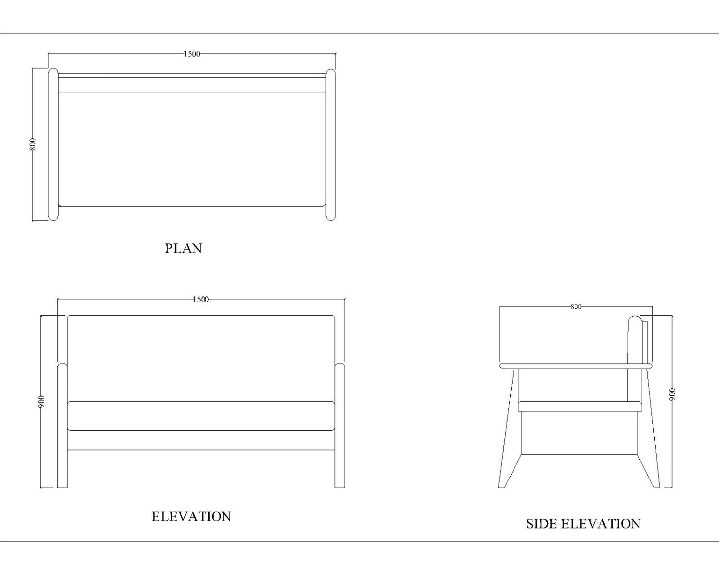 2 Seater Sofa, Solid Wood Sofa, Sofa For Living Room, Blue & Dark Wood Color Sofa, Sofa with Grey Fabric, 2 Seater Sofa - IM- 4068