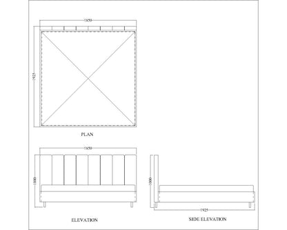 Bed, King  Bed, Grey Color Bed, Bed with Grey Fabric, Bed with storage, Bed- IM - 5050