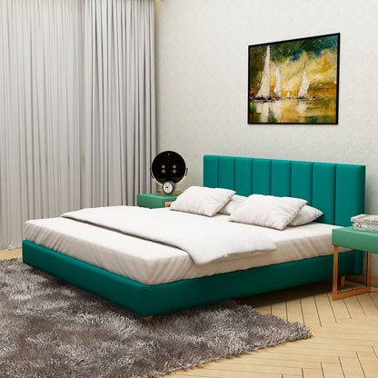 Bed, King  Bed, Blue Color Bed, Bed with Blue Fabric, Bed with storage, Bed- IM - 5051