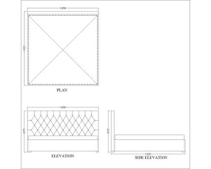 Bed, King  Bed, Pink Color Bed, Bed with Pink Fabric, Bed with storage, Bed- IM - 5057