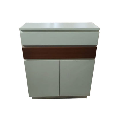 Modern White Shoe Cabinet with Wooden Accent and Sliding Door,  IM-1008
