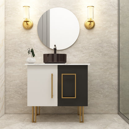 Vanity, Vanity with Full Body Tile, Water Resistant Vanity, Vanity with Shutter, Floor Rest Vanity, MS Leg with Golden Finish, Vanity - IM120