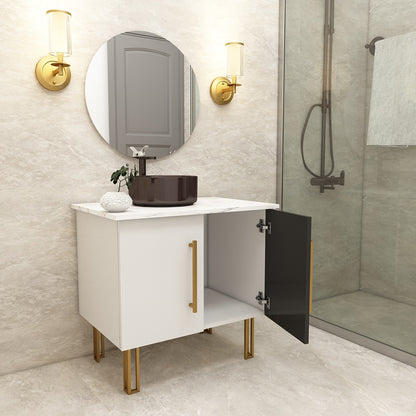 Vanity, Vanity with Full Body Tile, Water Resistant Vanity, Vanity with Shutter, Floor Rest Vanity, MS Leg with Golden Finish, Vanity - IM120