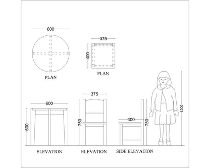 Kids table, Kids chair, study table, kids study table, Round  table, table chair set, stool, playing table , table, Study sets -Table and chair set- IM 4002