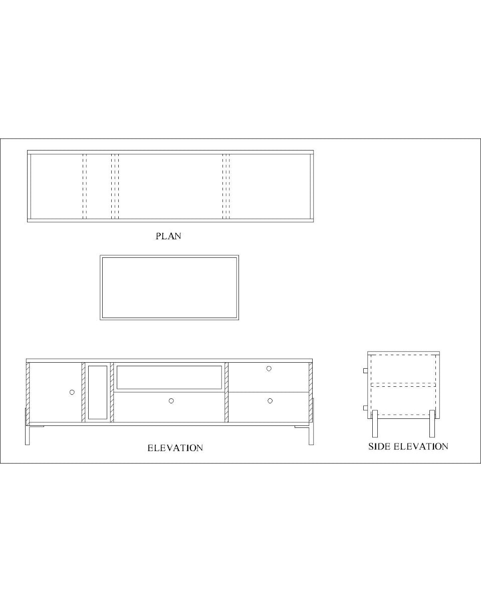 Entertainment Unit, Grey & Black Color Entertainment Unit for Living & Bedroom Area, Entertainment Unit with MS Leg in Gold Finish, Entertainment Unit-IM-10010