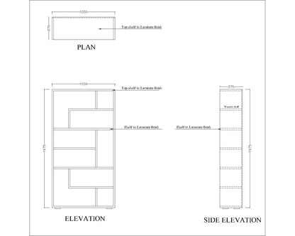 Book storage with shelves, Outer finish in laminate and inner shelves are in wooden finish laminate-IM 1002