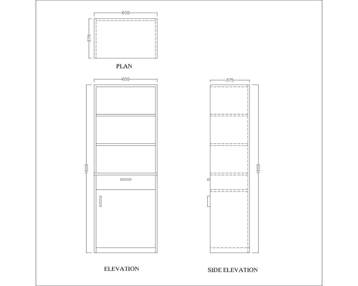 Office Cabinet, Wood & Grey Color Office Cabinet, Office Cabinet with open shelf, Office Cabinet with Shutter,Office Cabinet with Drawer, Office Cabinet - IM- 10020