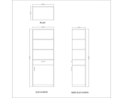 Office Cabinet, Wood & Grey Color Office Cabinet, Office Cabinet with open shelf, Office Cabinet with Shutter,Office Cabinet with Drawer, Office Cabinet - IM- 10020