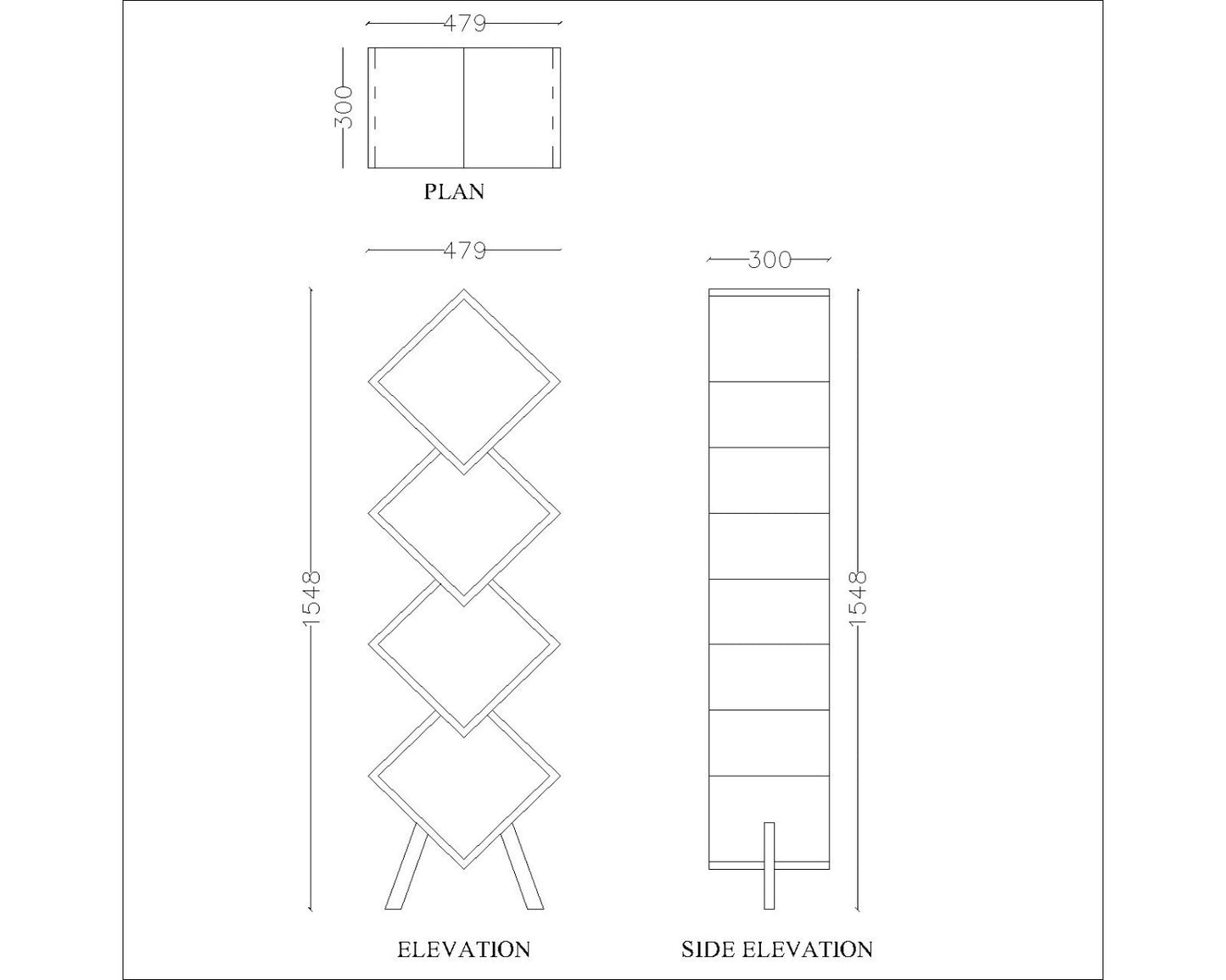 Wooden bookshelf ,  bookshelf  with tapered shelves , Mustard colour bookshelf, floor standing  bookshelf, Bookshelf-IM1014