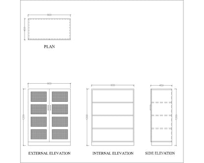 Storage Cabinate, White Color Storage Cabinate, Storage Cabinate with Wooden Shelf, Storage Cabinate with Shutter, Storage Cabinate Handle with Golden Finish, Storage Cabinate - IM- 11000